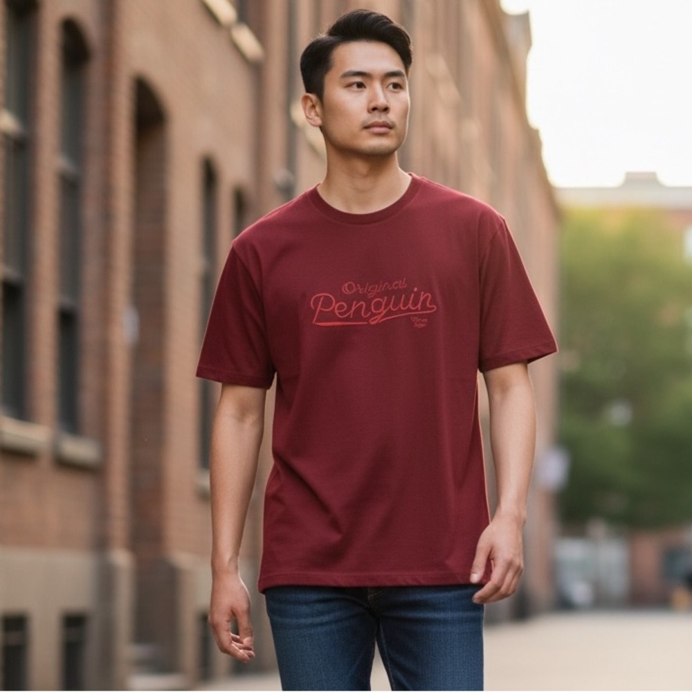 #40 Penguin Burgundy Tee